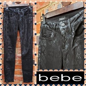 bebe Black Textured Skinny Jeans